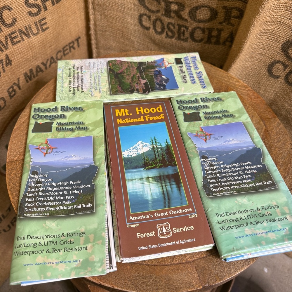 Mt Hood Three Sisters Hood River Oregon Trail Map Maps Set